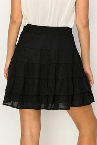 Tiered Lined Skirt Black