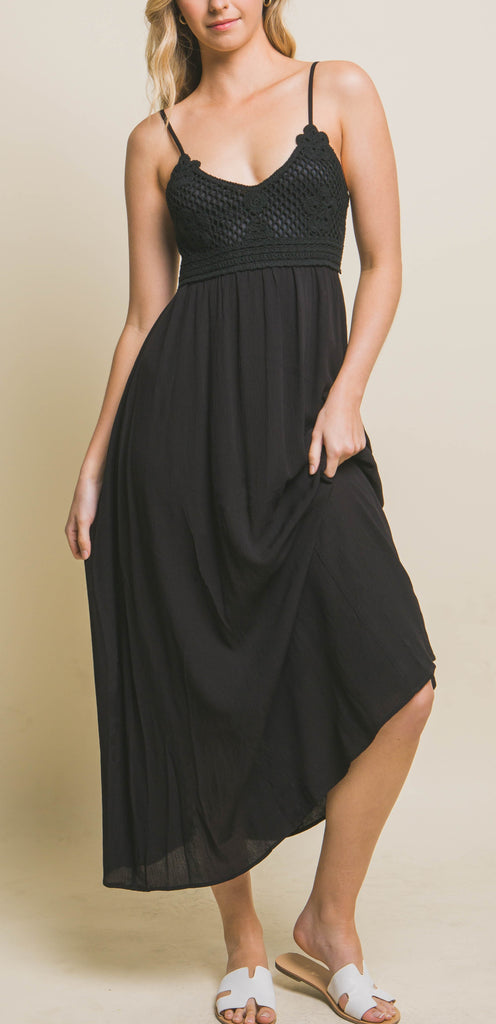 Crochet Maxi Dress Black, Beige, Blue, Fuchsia – Sue's S.O.A.P. Co