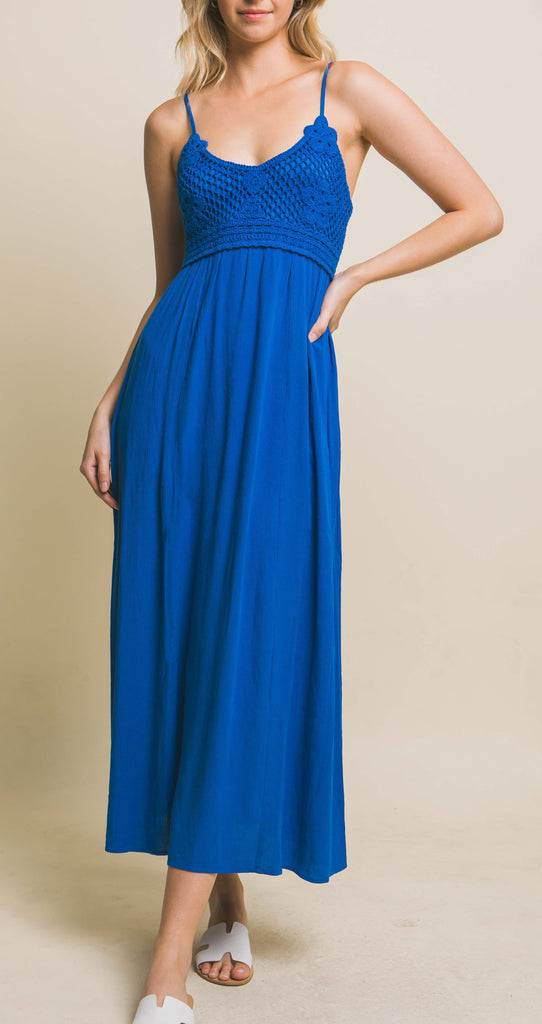 Crochet Maxi Dress Black, Beige, Blue, Fuchsia – Sue's S.O.A.P. Co