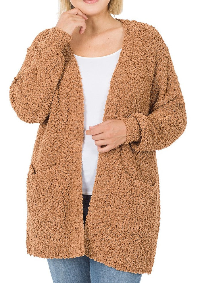 Cozy Up Cardigan Ash Mocha, Deep camel, Ivory, Beige