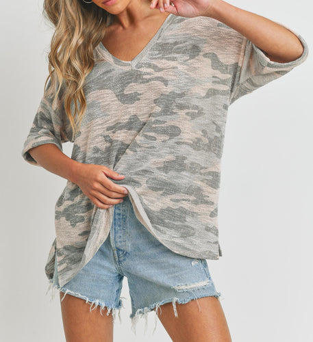 Camo Print Top Dusty Pink RESTOCK