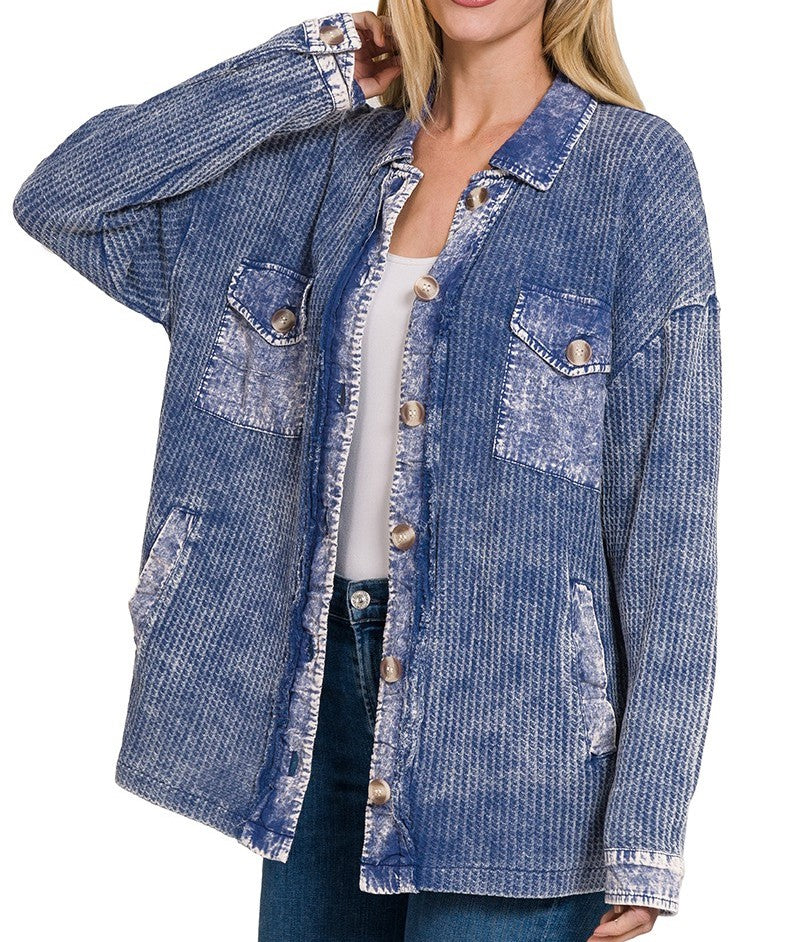 Washed Shacket Navy