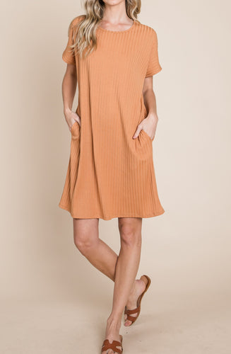 Pumpkin Spice Things Up Ribbed Knit Dress
