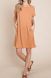 Pumpkin Spice Things Up Ribbed Knit Dress