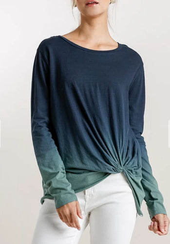 Ombre Long Sleeve Top Navy