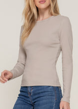 Ribbed Long Sleeve Shirt Black, Pale Pink, Taupe, White