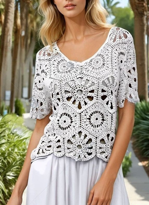Crochet Top Beige, Black, White