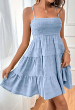 Smocked Flowy Dress Green, Blue