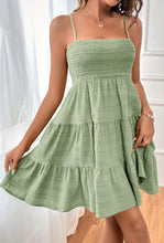Smocked Flowy Dress Green, Blue