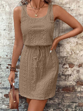 Drawstring Sleeveless Dress Black, Khaki