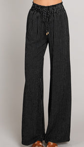 Linen Pant Taupe, Black Stripe