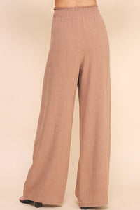 Wide Leg Linen Pants Blue