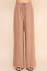 Wide Leg Linen Pants Blue