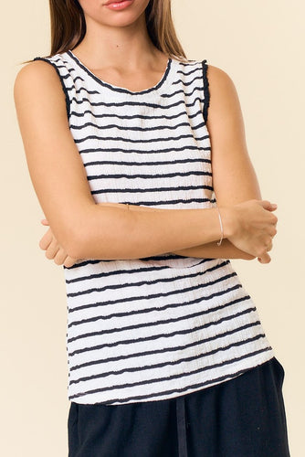 Textured Stripped Tank, Black