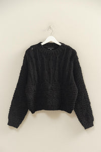 Chunky Cable Knit Sweater Black, Grey