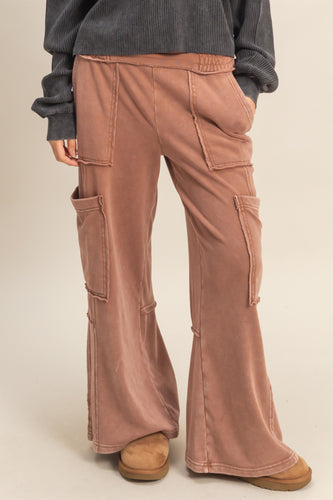 Utility Wide Leg Pants Chestnut, Dark Brown, Blue, Cream