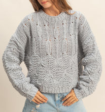 Chunky Cable Knit Sweater Black, Grey