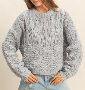 Chunky Cable Knit Sweater Black, Grey