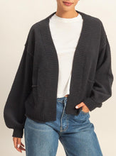 Textured Knit Cardigan Black, Cream