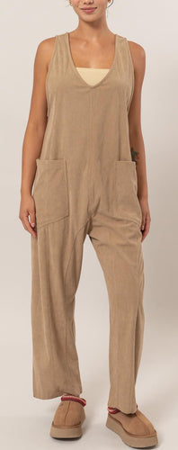 Corduroy Jumpsuit Taupe, Blue