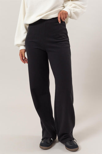 High Waist Straight leg Pants Black