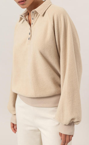 Half Button Pullover Plum and Taupe SALE