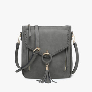 Layla Whipstitch Crossbody Brown, Charcoal