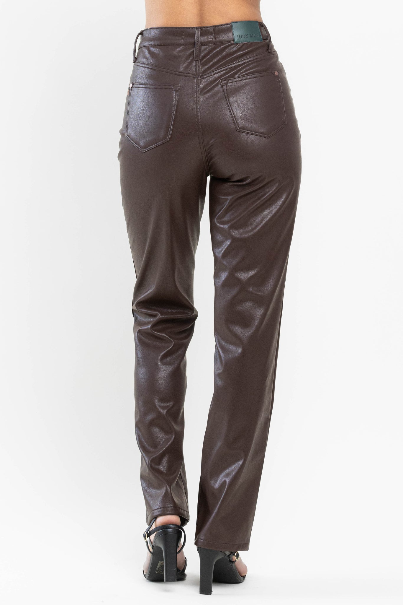 Tummy Control Judy Blue Faux Leather Pants Expresso – Sue's