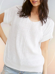 Short Sleeve Sweater Taupe, White