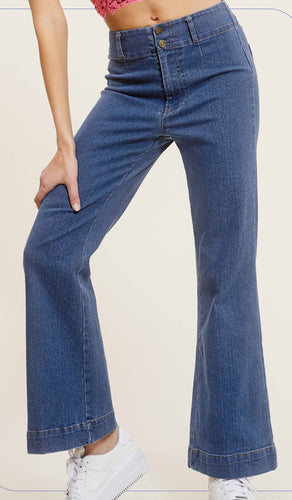 Wide Flare Medium Wash Jeans