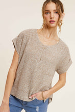 Short Sleeve Sweater Taupe, White