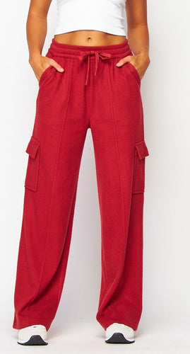 Ribbed Cargo Sweatpants Crimson, Beige SALE was $32