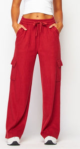 Ribbed Cargo Sweatpants Crimson, Beige