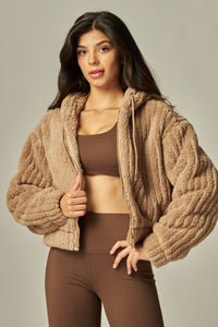 Plush Crop Sherpa Jacket (NEW in Coco) Pale Pink