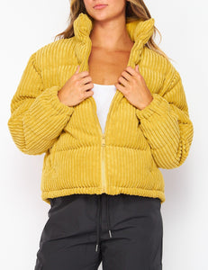 Corduroy Puffer Jacket (NEW in Black) Lemon Ginger