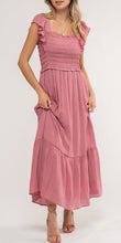 Mia Smocked Midi Dress Kiwi, Beige or Pink