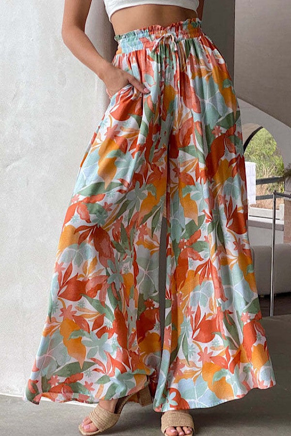 Tropical Wide Leg Pants