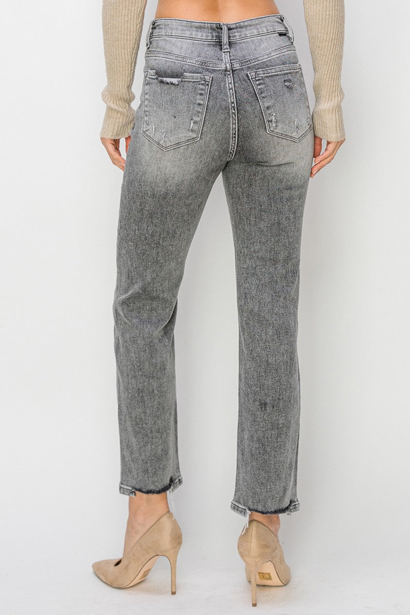 High Rise Crop Jeans Grey