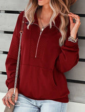 Quilted Quarter Zip Pullover Grey, Cranberry