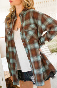 Falling Flannel Shirt Brown or Pink