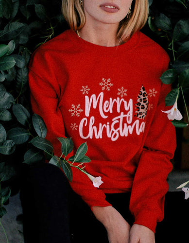 Leopard Tree Merry Christmas Sweatshirt