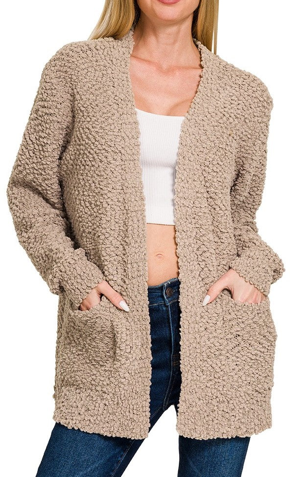 Cozy Up Cardigan Blue Grey, Brown, Mocha, Deep Camel, Beige