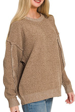 Exposed Seam Chenille Sweater Cream, Mocha