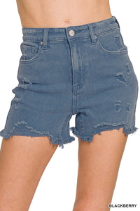 Distressed Shorts Beige, Blackberry, Olive