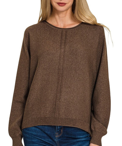 Front Seam Soft Sweater Grey, Ivory, Rust, Brown (Some extended sizes)