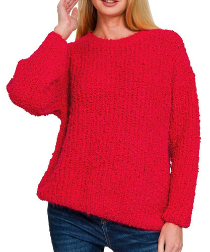 Fuzzy Sweater Dusty Blue, Winter Rose, Off White, Red SALE was $38