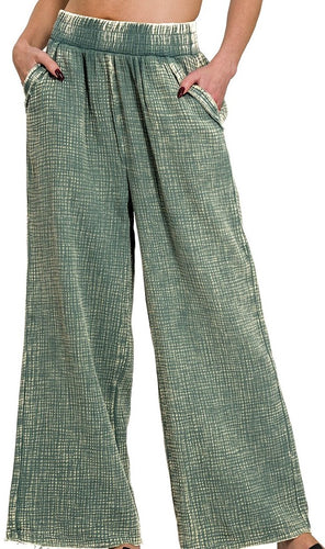 Gauze Pants Ash Mocha, Blue Grey, Brown, Dusty Blue, Sand Beige