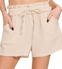 Gauze Shorts Beige, Washed Blue-Grey