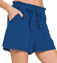 Gauze Shorts Washed Blue-Grey, Light Navy, Marlin