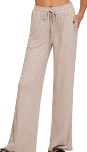 Soft Hacci Wide Leg Pants Brown, Mocha